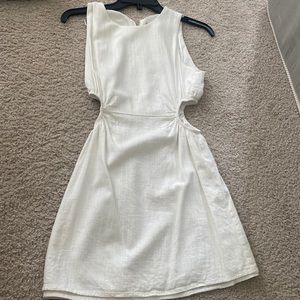 White cut out mini linen dress